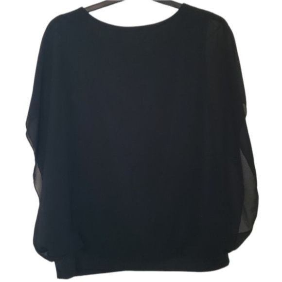 3/$15 Doublewin Black Flutter Sleeve Blouse Size Large - Picture 6 of 6